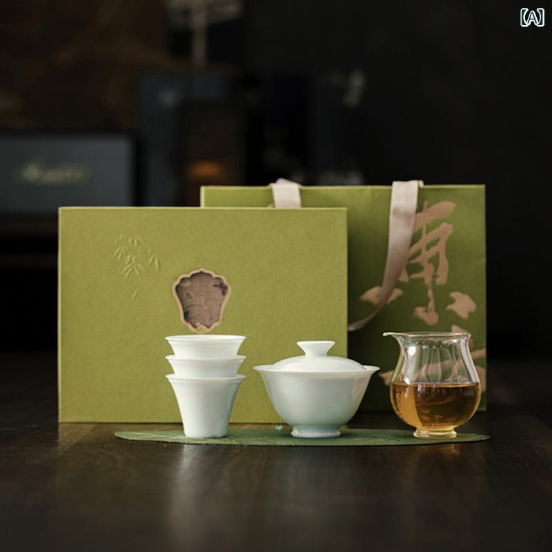 茶器 オリエント風 中国風 御前上等感 レトロモダン 粉青み 桜色青磁 瀬戸もの製 色釉仕上げ 蓋碗 功夫茶器 煎茶器 3人用 茶盤付き添い人 持ちはこぶ助けになる 差し上げ物ボックス席入り口・入口 仕掛ける