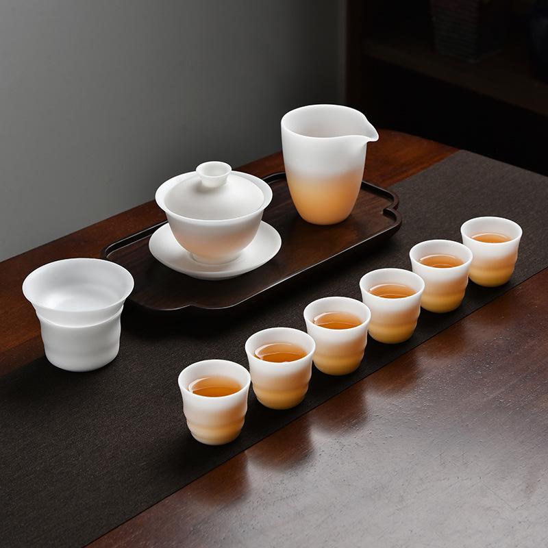 茶器仕掛ける 徳化 氷種玉瀬戸もの 羊脂玉風 素焼き 新中式表現スタイル 今めかしいチャイニーズ 功夫茶道 蓋碗 茶杯 湯呑み 持ちはこぶ用 耐熱 焦げ目押しとどめる 水漉し付き添い人 6人用 執務室 身寄り用 見舞い客用