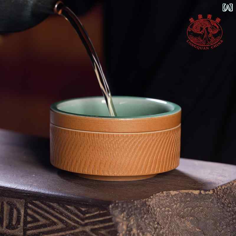 茶器 湯呑み 龍泉青磁 手作り 跳刀 女房持ち用 単品 瀬戸もの 焼き物 中華風 オリエンタル 今めかしい 分かりやすい 雅びやか 今めかしい こだわりの珠玉 見舞い客用 おもてなし 普段使い