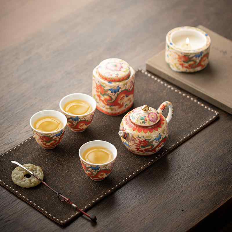 中華風 瀬戸もの 茶具仕掛ける 龍飾りつけ 釉下彩 ティーポット 紅茶優勝杯 耐熱 身寄り用 3人用 陶芸 新中式 急須 茶碗 介護ホーム若い衆 紅茶一時停止