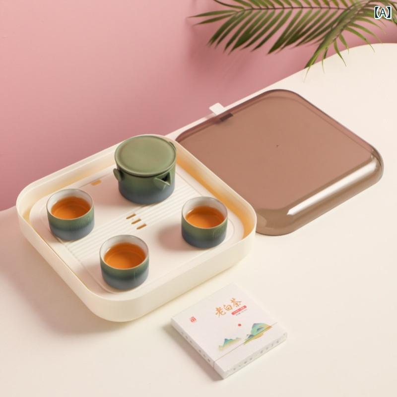 茶具 書き割り 瀬戸もの製 携帯型 旅する用 急須 茶碗 3客 白いこと 今めかしい 分かりやすい 軽さ 持ちはこぶ助けになる 日常使い走り 紅茶ひと休み 付属物