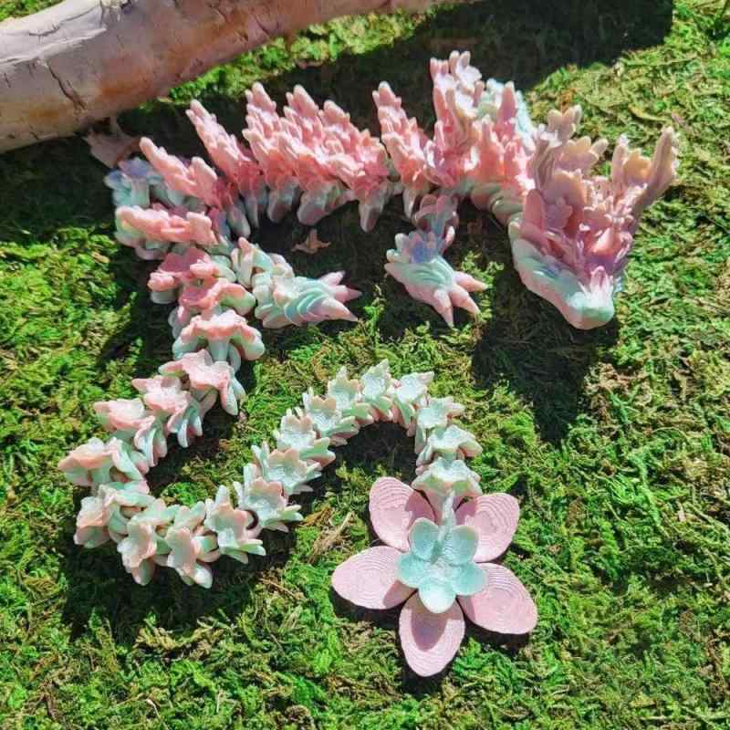 図形 龍 桜花ひな形 3D刷り上げる さくら色 モビール蝶つがい 事務机とっ始め 飾りつけ PLA原料品 今日このごろ工芸 毛の荒物ひな形 見せびらかす 飾りつけ