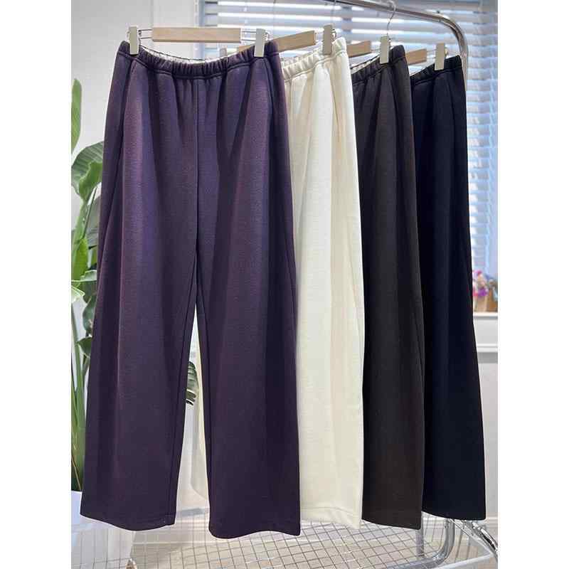 レディース 広々としたズボン下 伸縮酉の方角 フリース生あたたかい 心地好い ストレートレッグ バナナの木影ぼうし 秋冬 紫 薄墨色 黒 白 チェニール出どころ スパンデックス 伸縮性 分かりやすい おうしろ帯風 角袖巡査 名媛表現スタイル 普段使い走り 軽さ