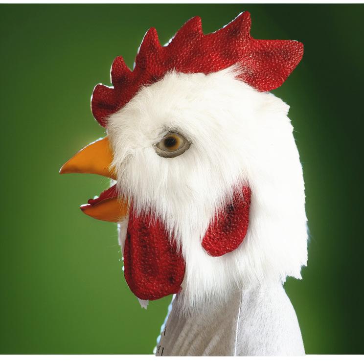 鶏頭 仮面 白 毛? ラテックス製 ハロウィン パーティー コスプレ 動物 仮装 ふわふわ マスク 成人用 面白い デザイン｜プライムズ商店