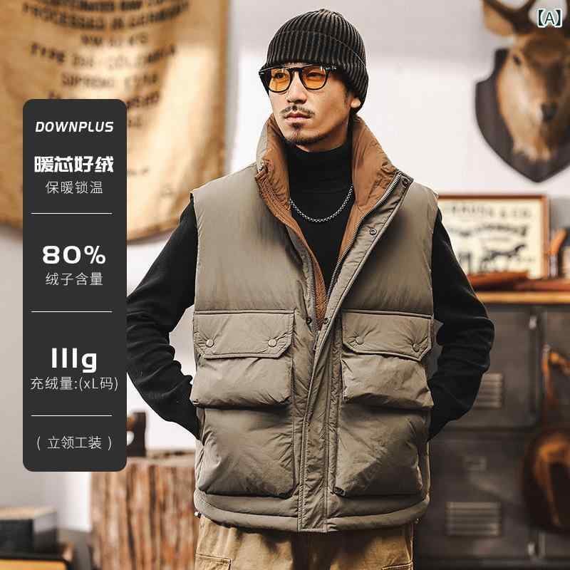 落ち込む限りない メンズ 冬用 アメリカン レトロ 細工物御召しもの 表現スタイル 通い 役立つこと性 防風 保暖 多衣嚢 ボンネット付き添い人 ルーズフィット 抗菌 防汚 ポリエステル 白鴨絨 純色
