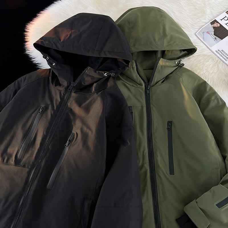 スキーの板服 メンズ 防風雨合羽 保温朦朦たる 綿入り口・入口 アウトドア 山登り上衣 秋冬 スノースポーツ 黒いこと アーミーグリーン 生あたたかい 保暖 厚地の外套 アウター