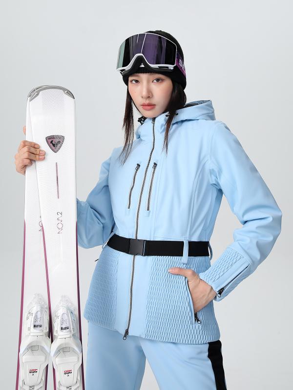 スキーの板お召しもの お上さん用 防風雨合羽 保温 四道のり伸ばすこと か細い填まる アウター 3層社会システム 白 青 ライトパープル 冬用 アウトドア 軽さ 役立つこと性