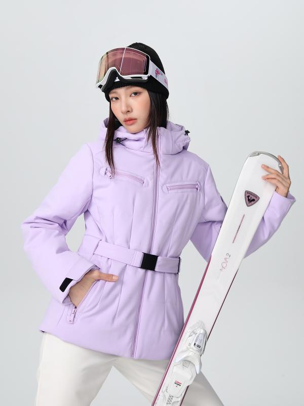 スキーの板お召しもの レディース 伸縮性原料品 か細い填まる 朦々たる保温 雨合羽 防風 透気 耐久性 パープル 青色 米国海軍 白いこと 冬用 アウトドア