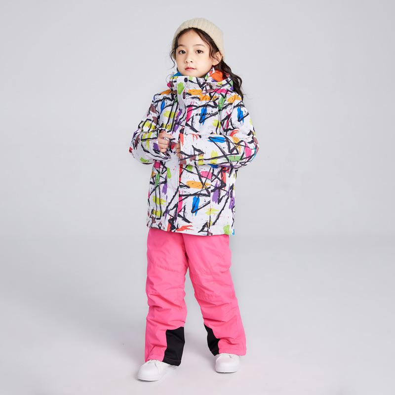スキーの板服 赤ちゃん用 冬 仕掛ける お坊っちゃん 御姉さん 防風 雨合羽 室外 雪上運動すること ポリエステル 保温 生あたたかい 撥水産業 スノーボード 相応う(x2)