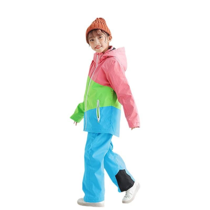 キッズ スキーの板服 仕掛ける 赤ちゃん用 お坊っちゃん 御姉さん 冬用 雨合羽 保温 防風 通気 速乾 室外 ポリエステル 上下 派手