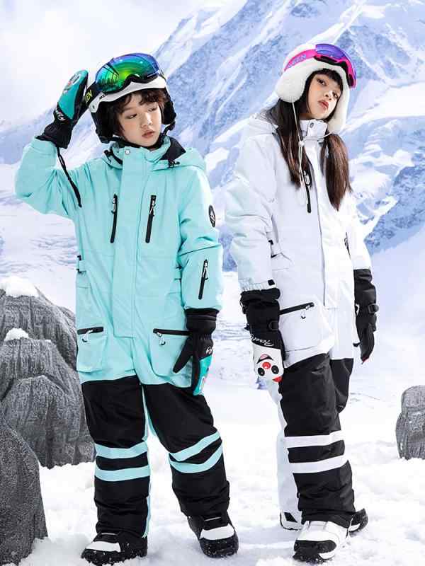 スキーの板御召しもの キッズ 連体服 雨合羽 防風 保温 通気 耐摩耗 室外用 雪上運動競技 螢光色つや 冬用 黒いこと 白いこと さくら色 青碧 パープル 点火装置さくら色