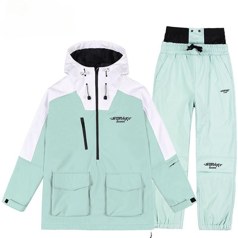 スキーの板お召しもの レディース 冬用 雨合羽 防風 保温 上衣 ズボン下 仕掛ける アウトドア スノーボード スキーの板 ポリエステル 紫色 緑であること 黒いこと 白いこと 好一対用 ウィンタースポーツ用
