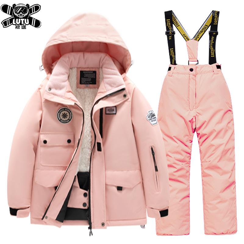 キッズ スキーの板お召しもの 男女仕掛ける 雨合羽 保暖 ビブパンツ ポリエステル原料品 通気性 防風 光輝上塗り 冬用 サクラ色系 緑であること系 青色系 赤ちゃん用 氷雪運動競技