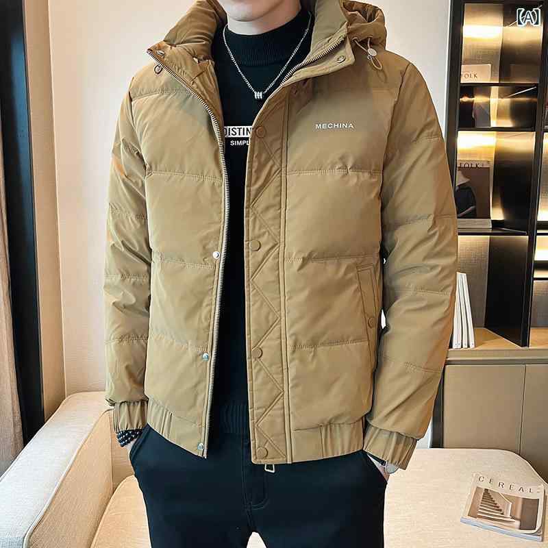 落ち込む上衣 メンズ 冬 白鴨落ち込む 保暖 アウター 駱駝 朦々たる ルーズフィット 心地好い 抗菌 ポリエステル 分かりやすい 韓国表現スタイル