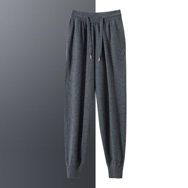メンズ ズボン下 秋冬 カシミール 100% 朦々たる 編み物 保温 ジョガーパンツ ご機嫌酉の方角 ドローストリング ストレートレッグ 無地 通気性 伸縮性 商行為心地好い 駱駝 薄墨色 黒いこと