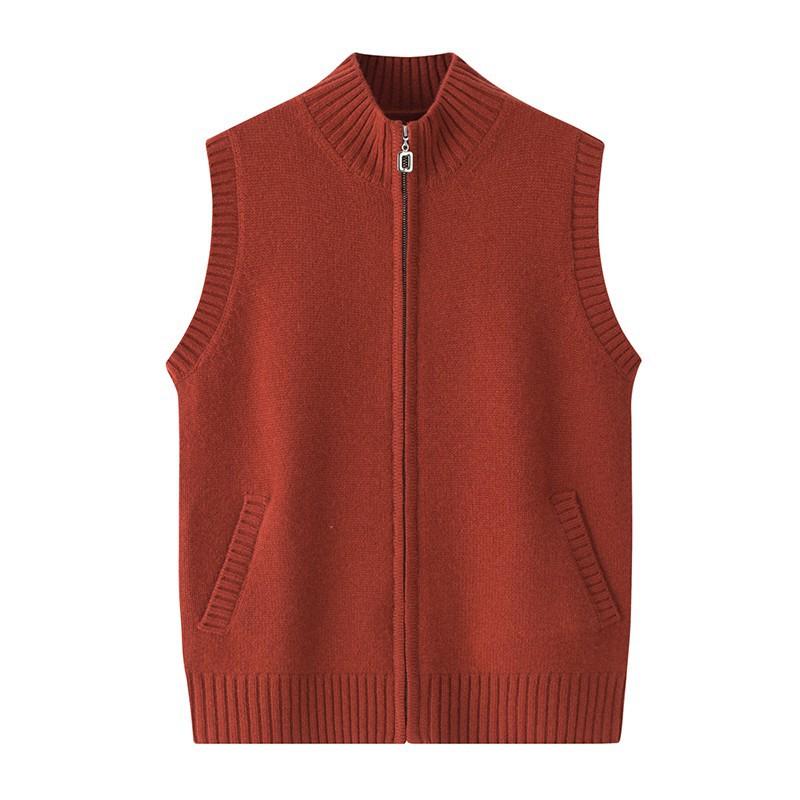 秋冬 レディース カシミア ニット ベスト 前開き ジッパー 無袖 厚手 ハーフハイネック ルーズ フィット 通勤用 知的 スタイル 暖かみ 柔らかい 肌触り ベージュ ブルー イエロー 系|プライムズ商店