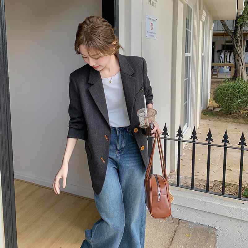 レディース テーラードジャケット 通い用 シングル乳ぶさ ツーボタン 切れ込みラペル ロング捩り 並み並み丈 ポリエステル 否鉄 春 色差しつかえる か細い填まる 好いたらしい余暇
