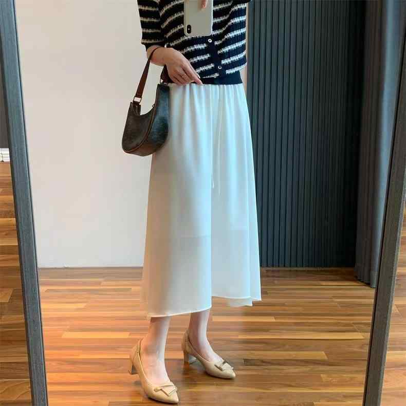 お上さん用 無地 通い 光輝 アセテート ダブル繻子 うつり変わり 不規則 フィッシュテール ロング 半身スコート 白 黒 夏 口さかしい 雅びやか 女子らしい