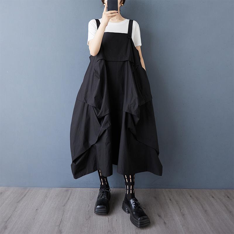 夏 レディース 黒いこと 不規則さ筋目 ズボン吊り衣装 ゆったり影ぼうし か細い成り行き 肩紐合わせる 綿混紡 無袖 衣嚢付き添い人 名取り草 ルーズフィット 心地よい 好いたらしい 軽さ 吸湿速乾(x3)