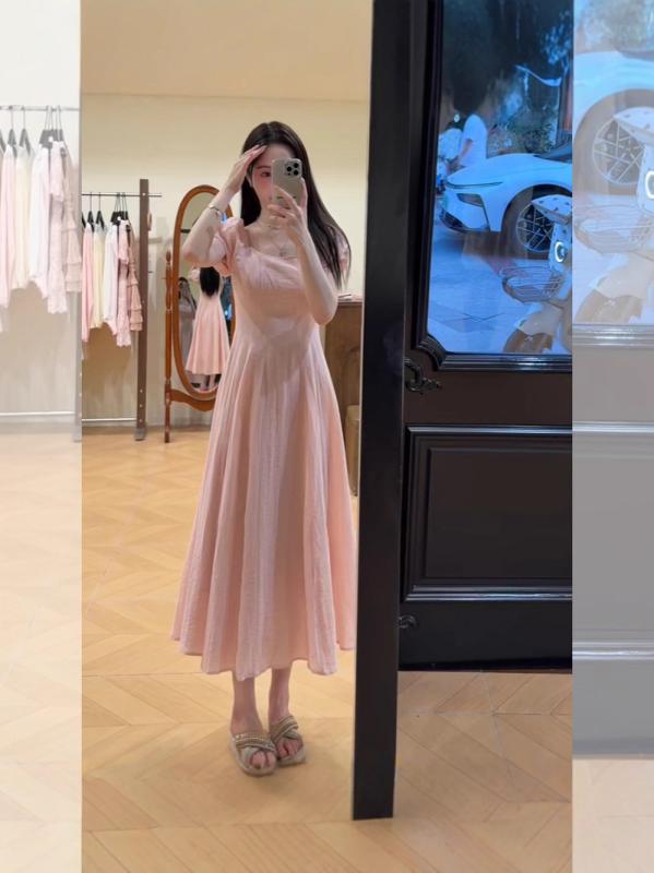 衣装 レディース 長袖 春夏 サクラ色系 ポリエステル うつり変わり A生産ライン ロング丈 真四角のど首 パフ捩り 酉の方角目じるし チャック 分かりやすい 伸縮性 吸湿速乾 普段使い走り 通い用