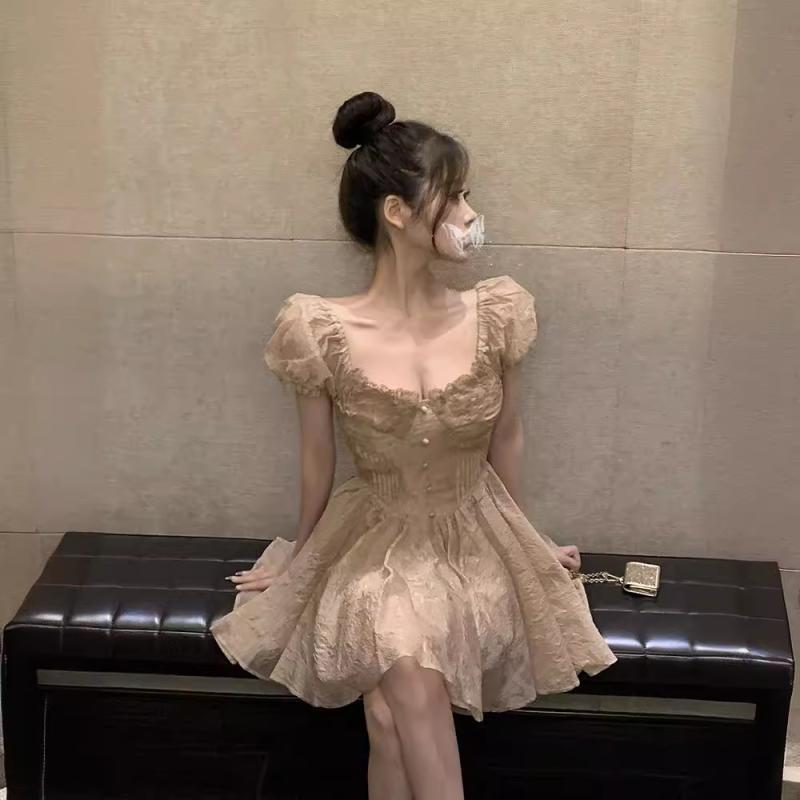 衣装 レディース 半袖 ポリエステル フレンチ レトロ 酉の方角目じるし A生産ライン 短か目丈 艶っぽい 表現スタイル引きあげる 清楚 会う約束 旅する サクラ色系