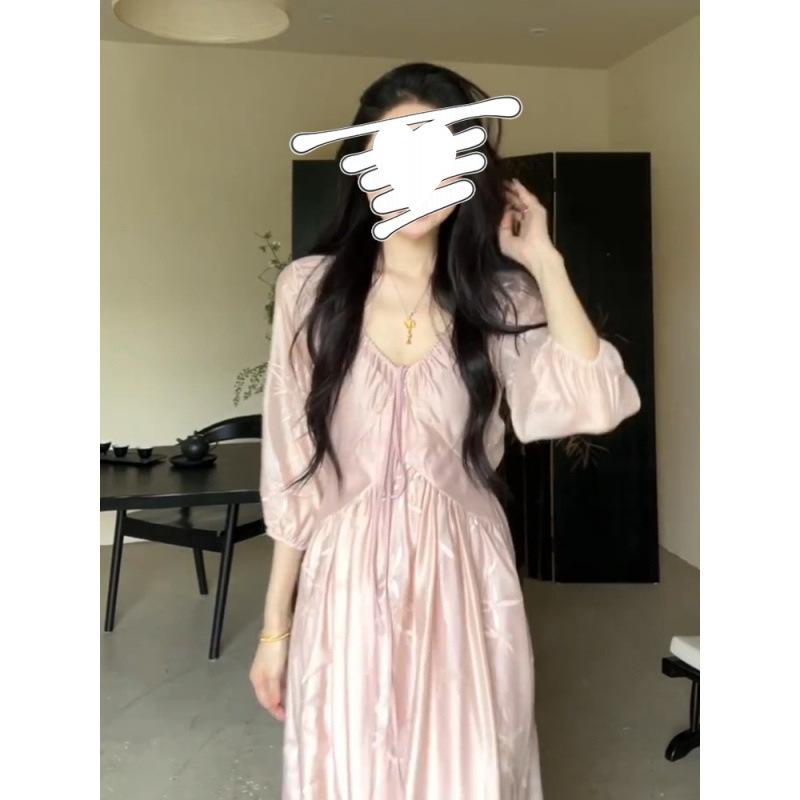 衣装 成人女性用 刺しゅう ロング丈 A伝達ルート V素っ首 七分袖 ゆったり ポリエステル 刺しゅう入り口・入口 うつり変わり 分かりやすい 春夏 当たること冷感 軽さ 象牙色