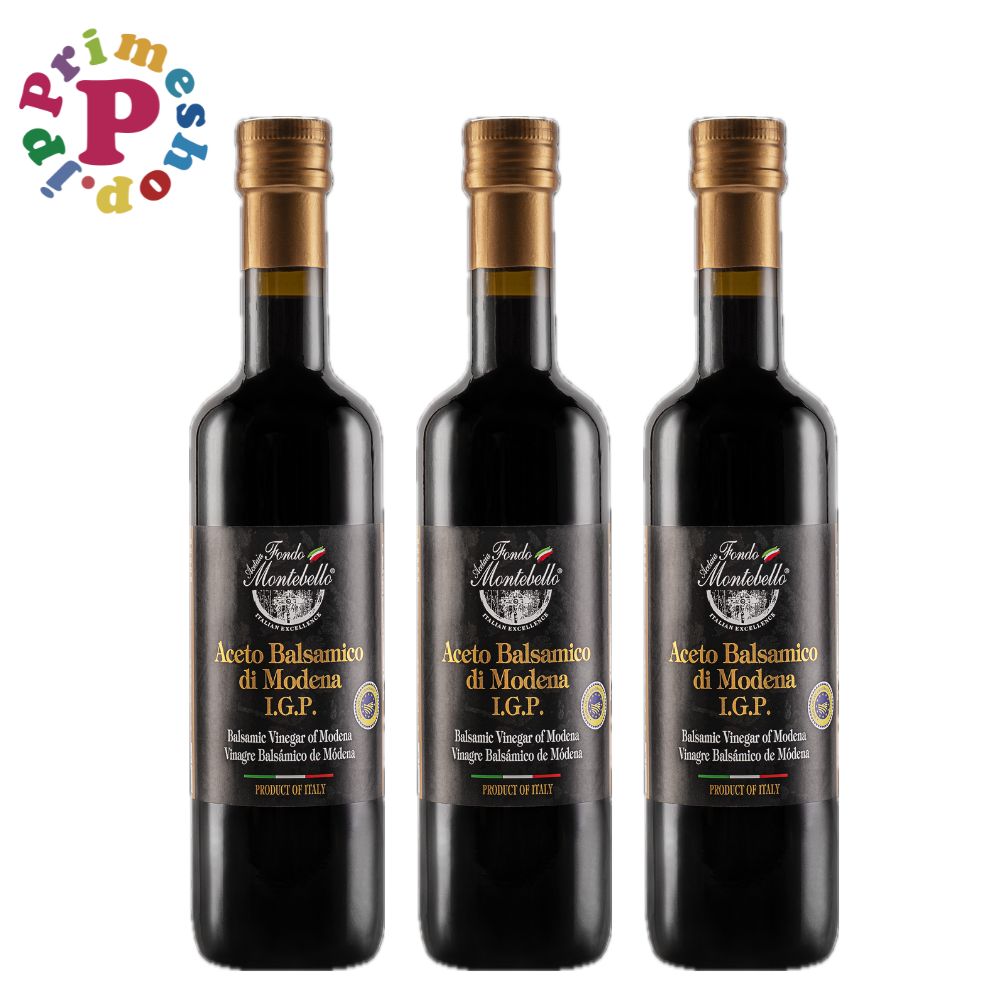 バルサミコ酢 モンテベッロ フォンド モンテベロ 500ml×3本 IGP認定 イタリア モデナ産 果実酢 ビネガー 濃度1.085 FMB 無添加 プライムショップ 【すっきりした酸味と果実感が味わえる本場のバルサミコ酢】