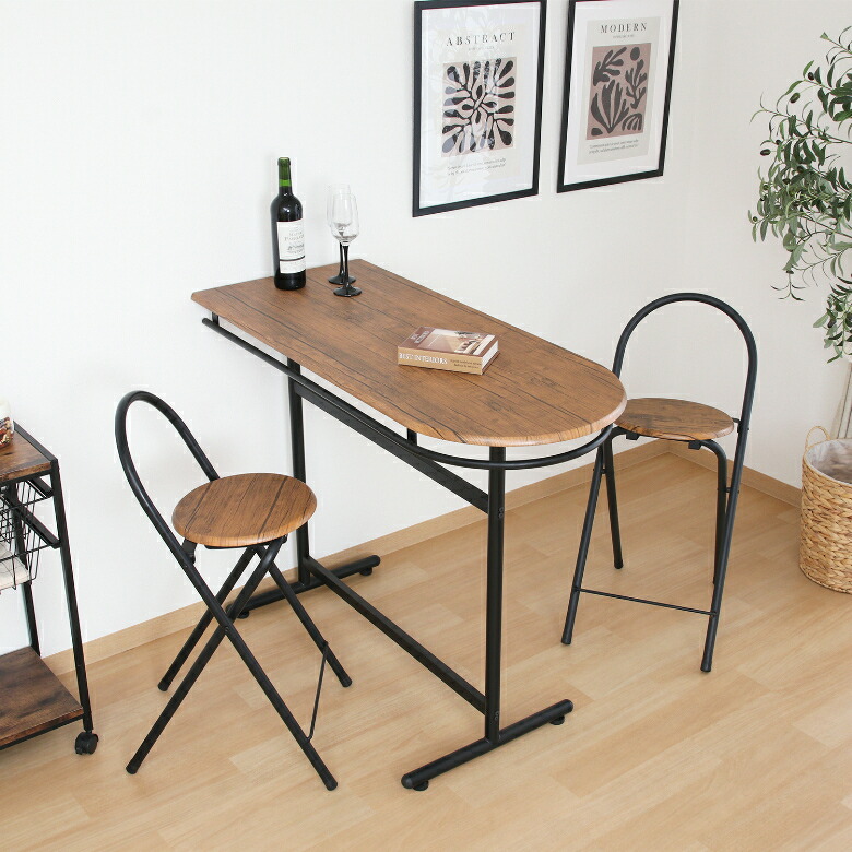 ＼P5倍&全品最大20％OFFクーポン配布中／【送料無料_d】カウンターテーブル チェア 3点 セット 2人 幅110cm バーカウンター おしゃれ 折りたたみ 椅子 ブラウン ブラック