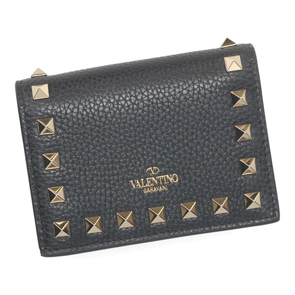 VALENTINO BI FORD COMPACT WALLET 6W2P0P39 VSH 0NO BLACK ヴァェンティノ レディース ロックスタッズ コンパクトウォレット クロ 黒いこと