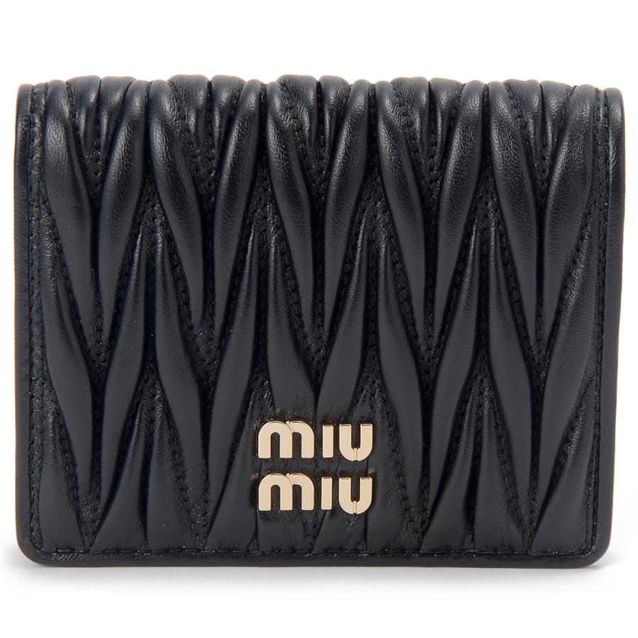 miu miu ミュウミュウ　マテラッセ　二つ折り財布　レザー　黒 Amazon | MIUMIU(ミュウミュウ) マテラッセレザー 財布 ブラック