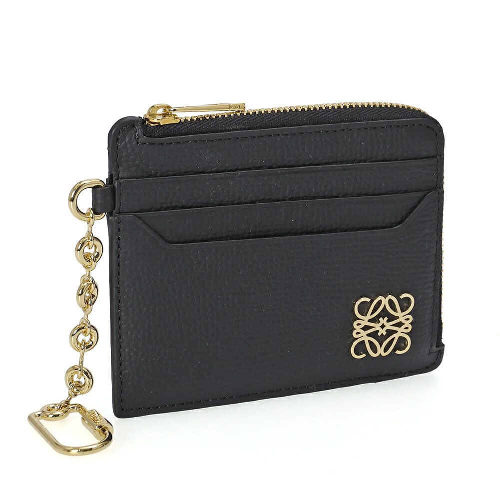 LOEWE ANAGRAM SQUARE COIN CARDHOLDER C821SQLX03 1206 BLACK/GOLD ロエベ コインケース チェーン店 歌留多容れもの アナ瓦 クロ 黒いこと