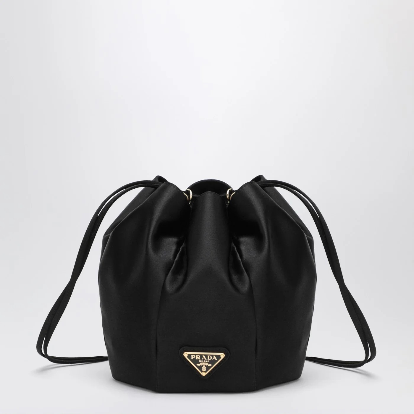 PRADA SATIN MINI BUCKET BAG 1BE103_OOO AC4 F0002 NERO プラダ 繻子 井戸釣瓶御徒面子 クロ 黒いこと