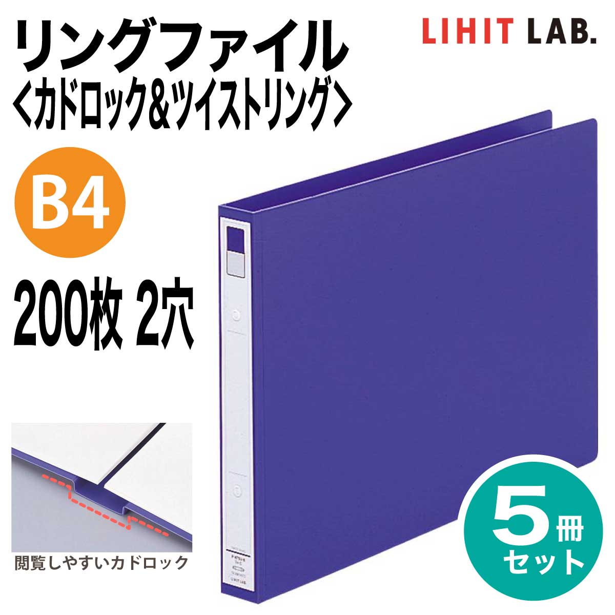 リヒトラブ 10冊セット Ｄ型リングファイル F-754 2穴 LIHIT 横長 ファイル バインダー B4 LAB E型 400枚