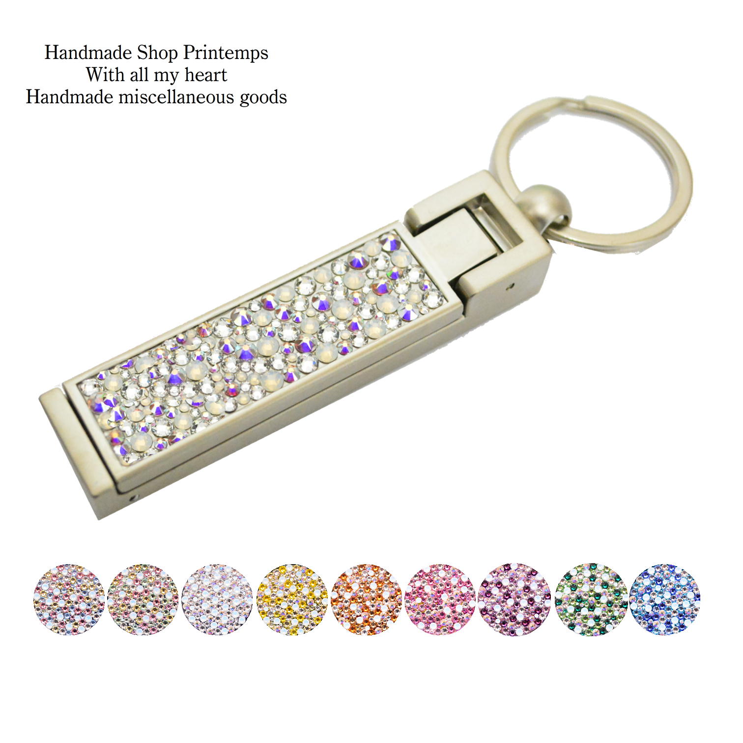 楽天市場 バッグハンガー Swarovski ミックスカラー 2way スマホ スタンド キーホルダー バッグ チャーム Handmadeshopprintemps