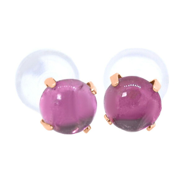 K10 ピンクゴールド 製 ピンクトルマリン ピアス 4mm ラウンドカボッション 10月 誕生石 天然石 スタッドピアス K10PG 両耳用 レディース メンズ 誕生日プレゼント ギフト
