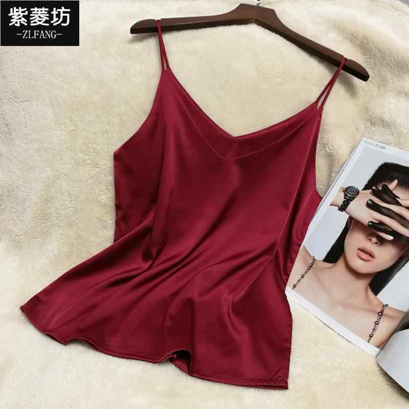 【百貨店SALE】レディース キャミソール Vのど首 繻子 インナートップス ゆったり 大きめ大きさ 夏用 背広内部 軽さ 冷やりとした 吸湿速乾