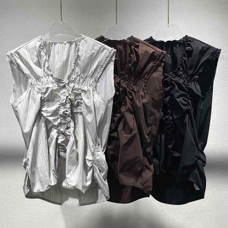 【百貨店SALE】レディース トップス 春夏 無袖 修身 シングル前胸部 うつり変わり 太陽面爆発 人付き合い冷感 綿混 軽さ 通い 普段使い走り 黒いこと サクラ色系 象牙色 ビッグ影ぼうし Vのど首 心地好い
