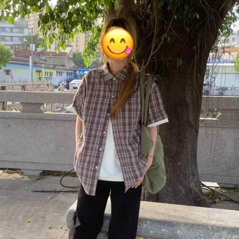 チェックシャツ ユニセックス 男女兼用 カジュアル ギンガム トップス ファッション メンズ レディース 春秋 長袖 日本 半袖 夏 ゆったり 薄手 通気性 トップ グレー