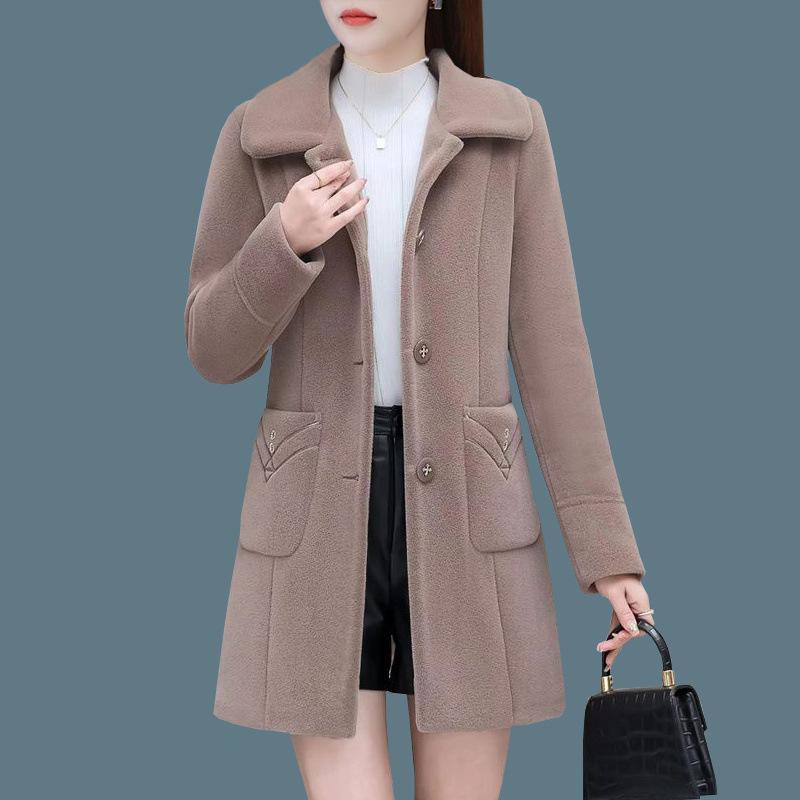 【百貨店SALE】レディース 冬用 厚地の外套 朦々たる 起毛 羊毛混 中長丈 か細い相応う 小っちゃい相応う 調 毛革 普段使い走り 生あたたかい 座標し分かりやすい