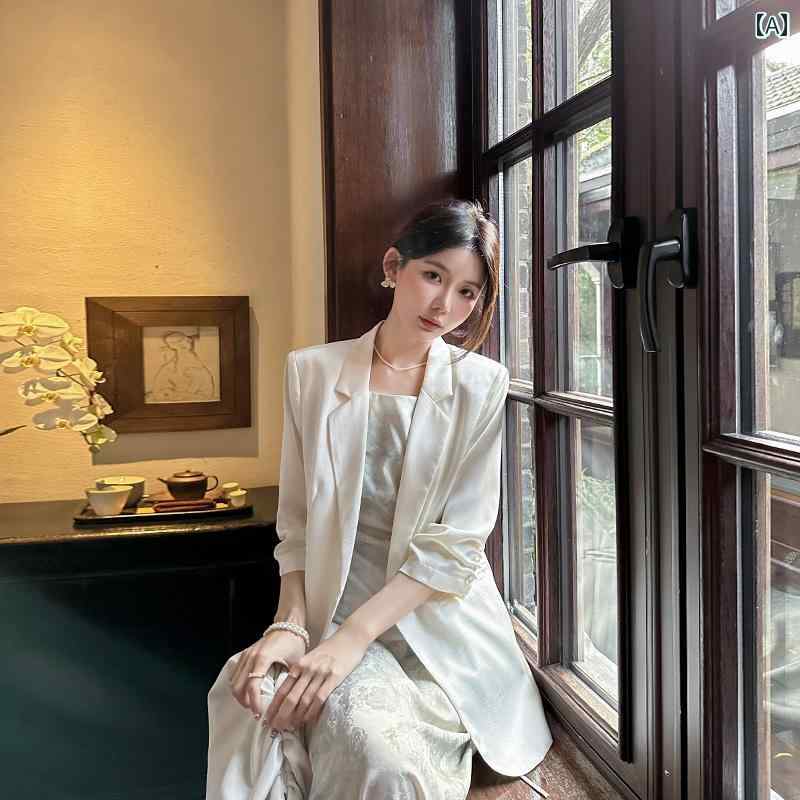 【百貨店SALE】オシャレ かっこいい 心地好い 背広 スラックス 上衣 お上さん用 薄っぺら 背広 上衣 夏 2025新 表現スタイル 御膳上等 繻子 心地好い ゆったり 日焼押しとどめる 小っちゃい