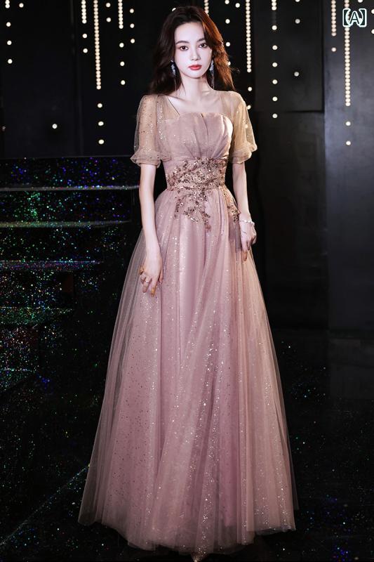パーティードレスドレス ドレスワンピース ロングワンピース シャツワンピ 女の子 誕生日の パーティーの 高級 イブニングドレス エレガントで 軽い 贅沢 で の 司会者 声楽 芸術 試験の 年次 総会の ドレス