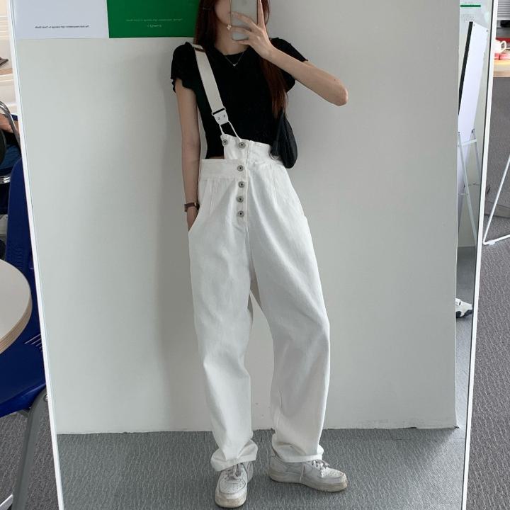 【大きいサイズあり】ワンショルダー オーバーオール ボディジーンズ レディース サスペンダー ワイドレッグパンツ 春夏 韓国 オルチャン a2952