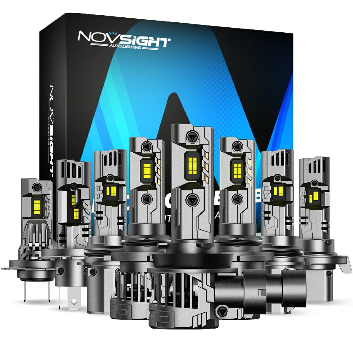 NOVSIGHT H11 H4 H7 HB3 HB4 LED 100W 24,000ルーメン 最新空冷ファン搭載 正規品 LEDヘッドライト フォグランプ 電圧11v-24v対応 外車 バイク 高輝度 最新CSPチップ搭載 小型ファン内蔵 IP68防水 2個 6500K ホワイト 車検対応
