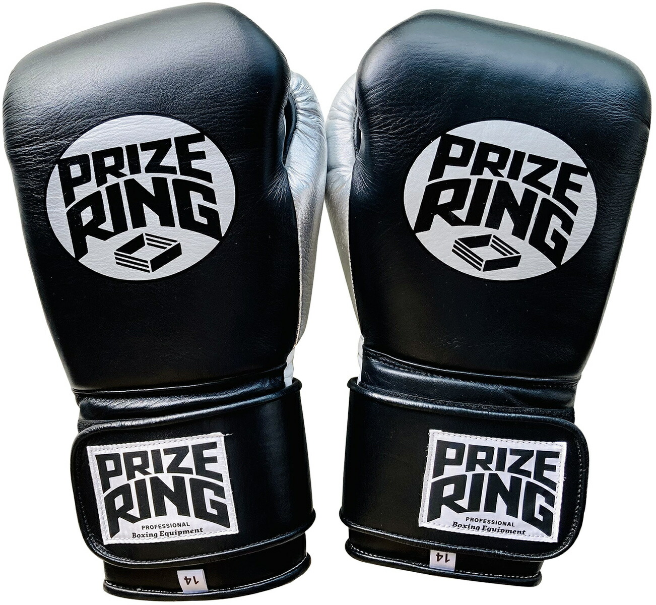 Prize Ring プライズリング Pro Training 本革製 ボクシンググローブ 黒 シルバー 14oz Salon Raquet De Prize Ring プライズリング Pro Training 本革製 ボクシンググローブ 黒 シルバー 14oz Salon Raquet De