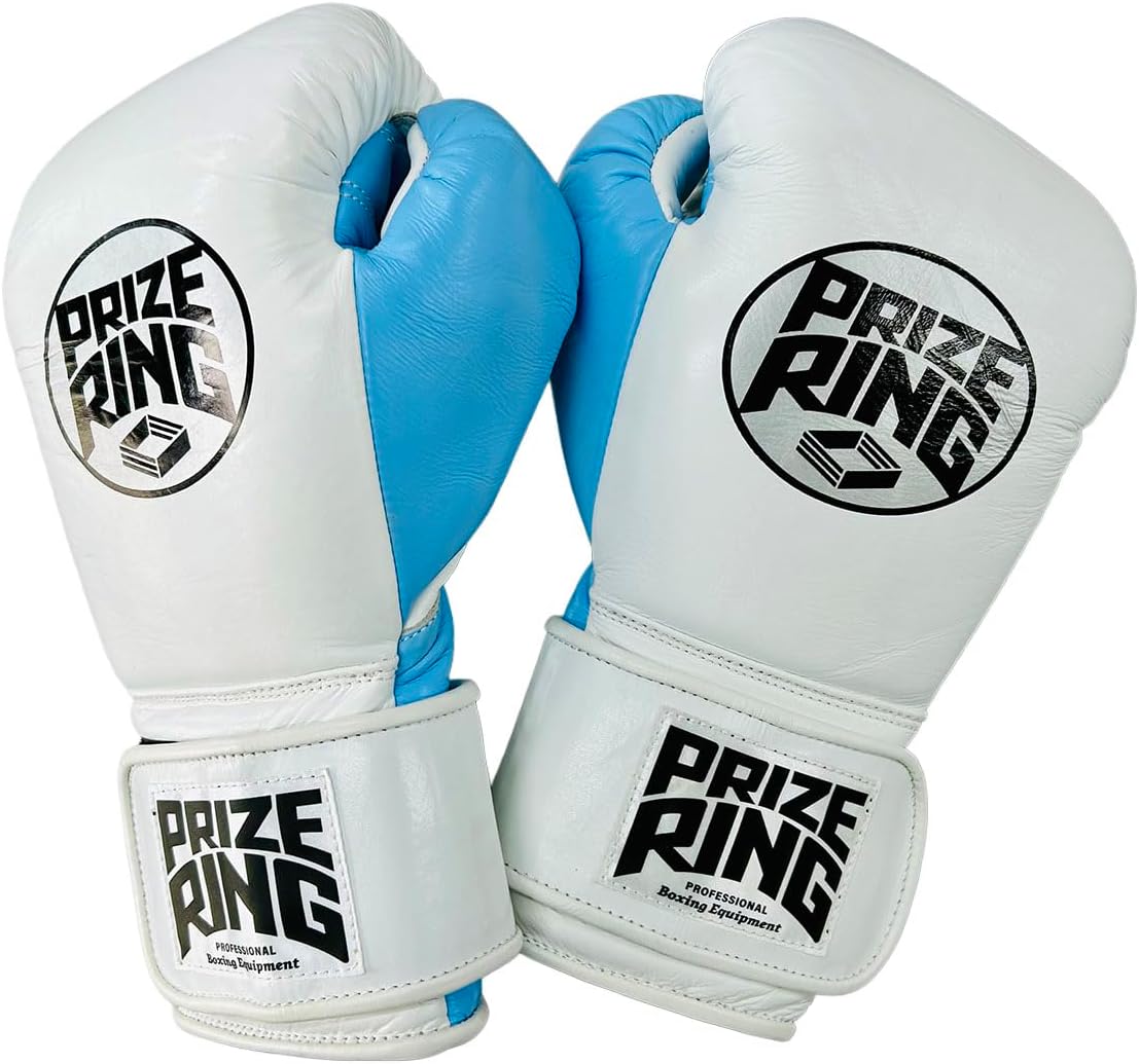 PRIZE RING “Professional SX” ボクシンググローブ 白/スカイブルー 8oz,10oz,14oz,16oz