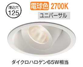 大光電機 ユニバーサルダウンライト DDL6254YWG COBﾀｲﾌﾟ 調光 Φ125 電球色 ﾀﾞｲｸﾛ65W相当 工事必要｜照明専門店　プリズマ