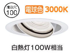 パナソニック ユニバーサルダウンライト NSN61234W (電源ユニット別売) J12V50形(35W)相当 電球色 φ100 工事必要