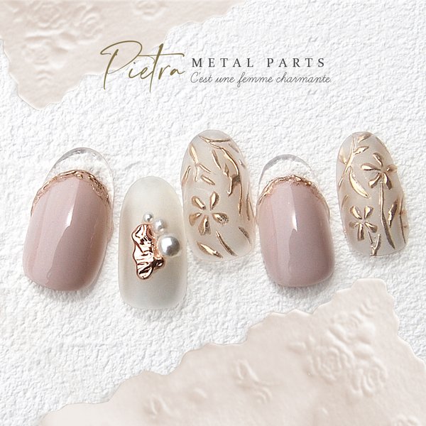楽天市場 ネイルパーツ メタルパーツ ピエトラ 3色 9種 カーブ付き ニュアンスネイル プロネイルｂｏｘ 楽天市場店
