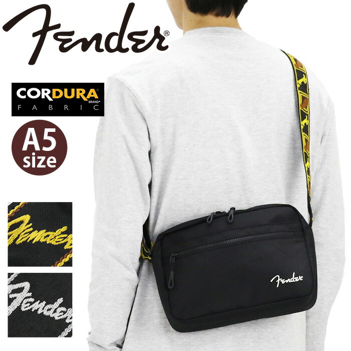 フェンダー ショルダーバッグ Fender メンズ 男 斜め掛け ショルダー ヨコショルダー 肩掛け かばん バッグ A5 シンプル カジュアル ロゴ サブバッグ コンパクト 大人 男性 かっこいい ブラック 黒 おでかけ 散歩 950-6059