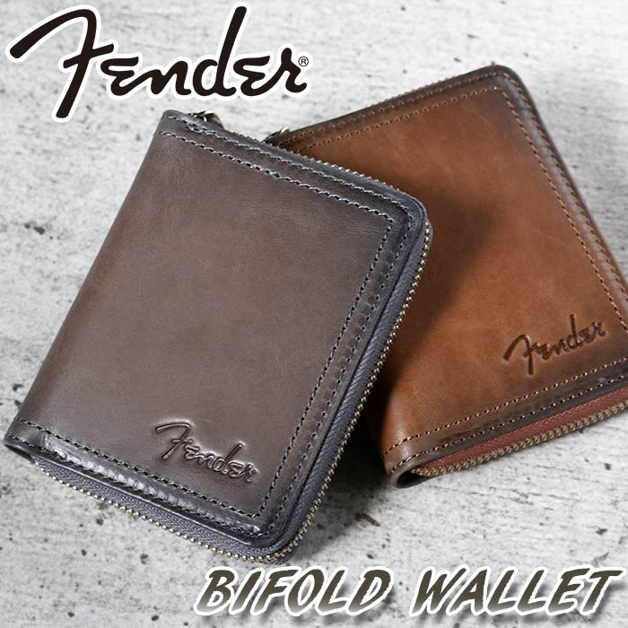 フェンダー 財布 Fender メンズ レディース 二つ折財布 二つ折り財布 二つ折り 折財布 ラウンドファスナー メンズ財布 札入れ カード収納 メンズ小物 レザー 牛革 本革 大人 スタイリッシュ 男性 通勤 仕事 男 シンプル おしゃれ バレンタイン お祝い クリスマス 950-503